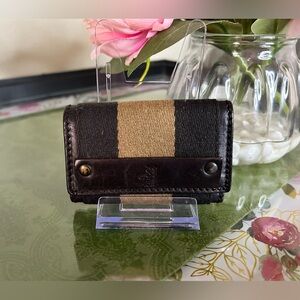 Gucci 6 Key Holder-Black and Tan Striped Wallet